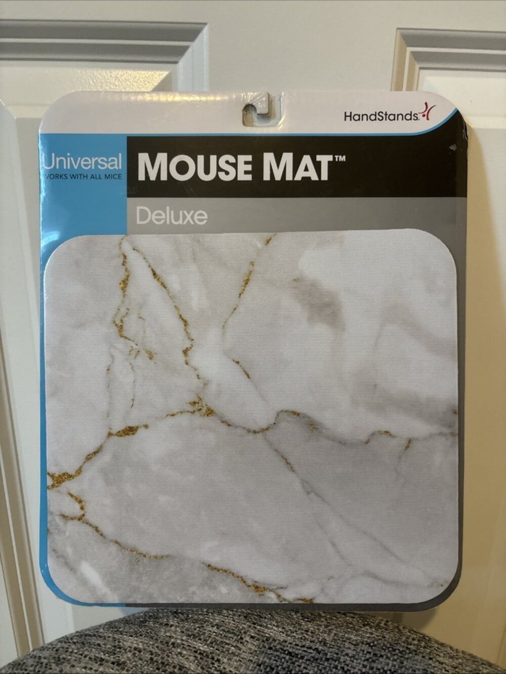 Handstands Universal Mouse Mat Deluxe- Modern Chic White Marble Grey Gold NEW